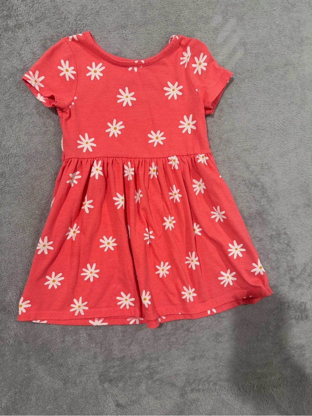 Cat & Jack Girls 4T coral Daisy Floral Short Sleeve Dress Casual Summer